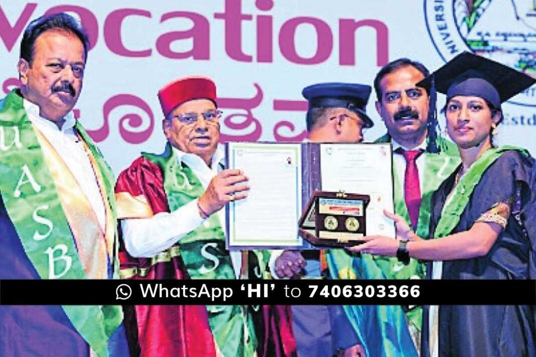 Karnataka Governor Thawar Chand Gehlot Issue Gold medals for Chintamani Bindu sri at University of Agricultural Sciences, Bangalore Convocation