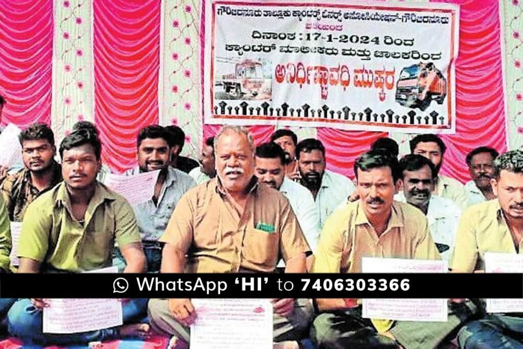 indefinite strike of lorry drivers Gauribidanur