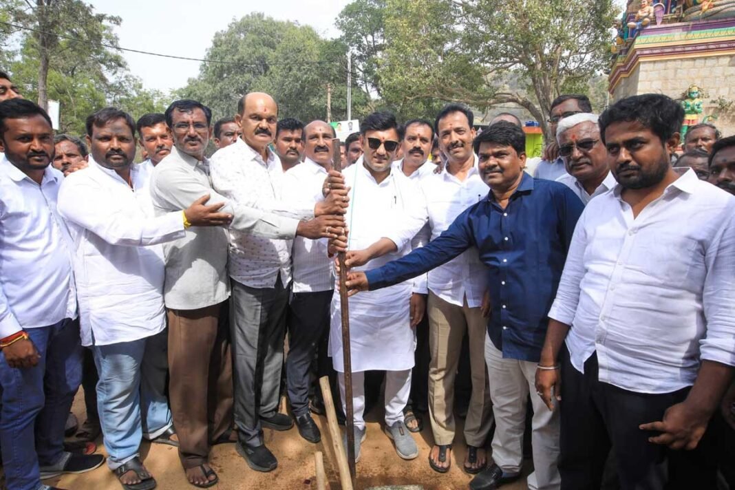 Gudibande Yellodu Adinarayanaswamy Temple road Bhoomipooja by MP k Sudhakar